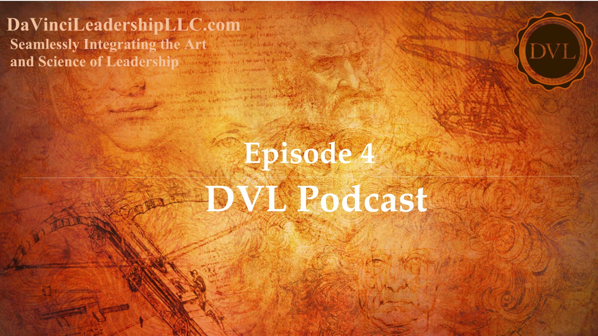 Episode 1 of the DVL Podcast with a textured orange background.